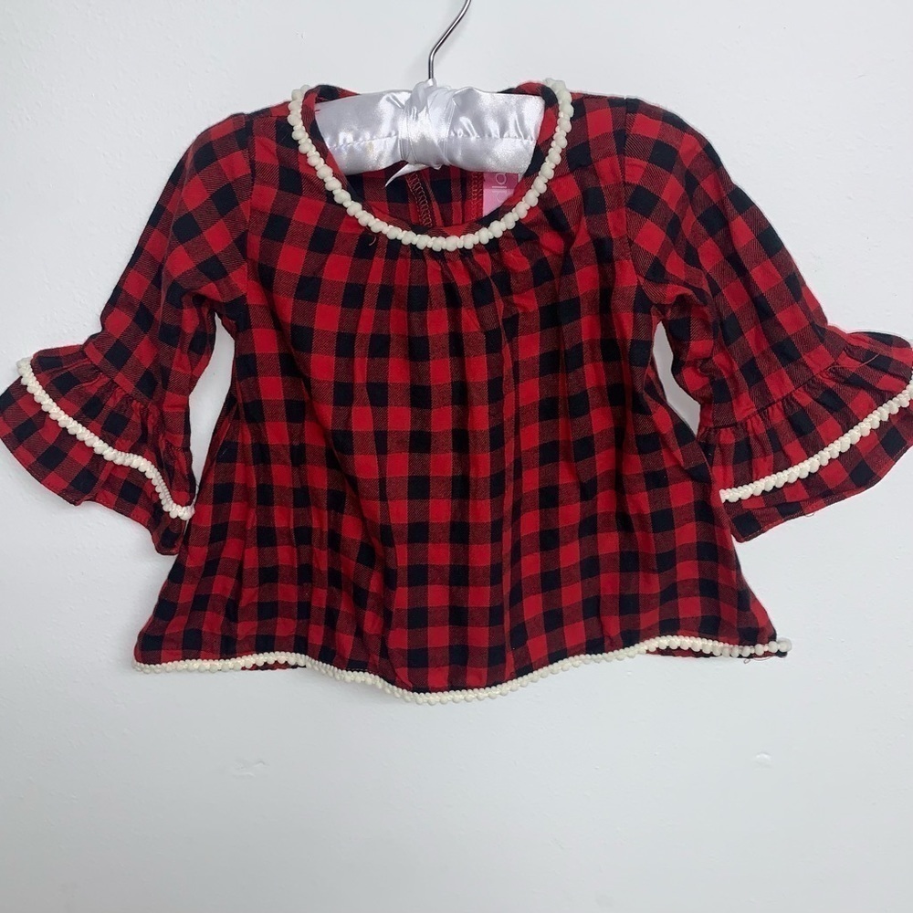 Goodlad Girls Kids Top/ Dress Size 12M Buffalo Plaid Scalloped Trim